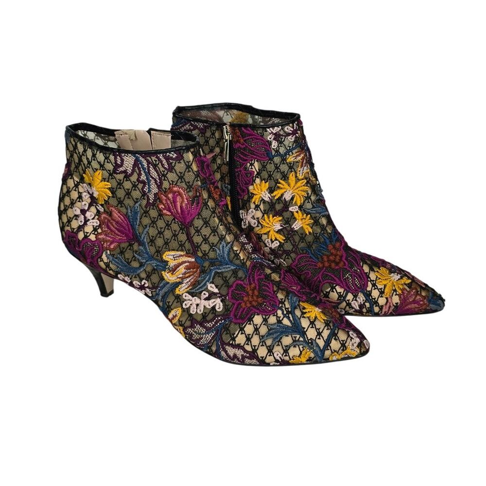 Sam Edelman Kinzey Floral Embroidered Mesh Ankle Boots Women’s 9.5M